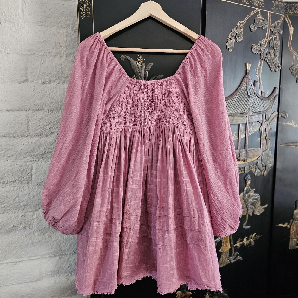 Free People Ari Long-sleeve Crochet  Babydoll Mini Dress SzXS NWOT - Picture 8 of 11